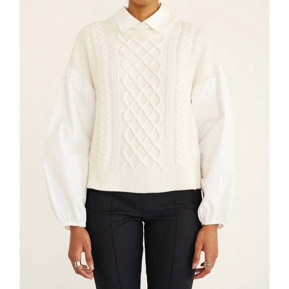NEW BANJANAN skye cable shirt in ivory